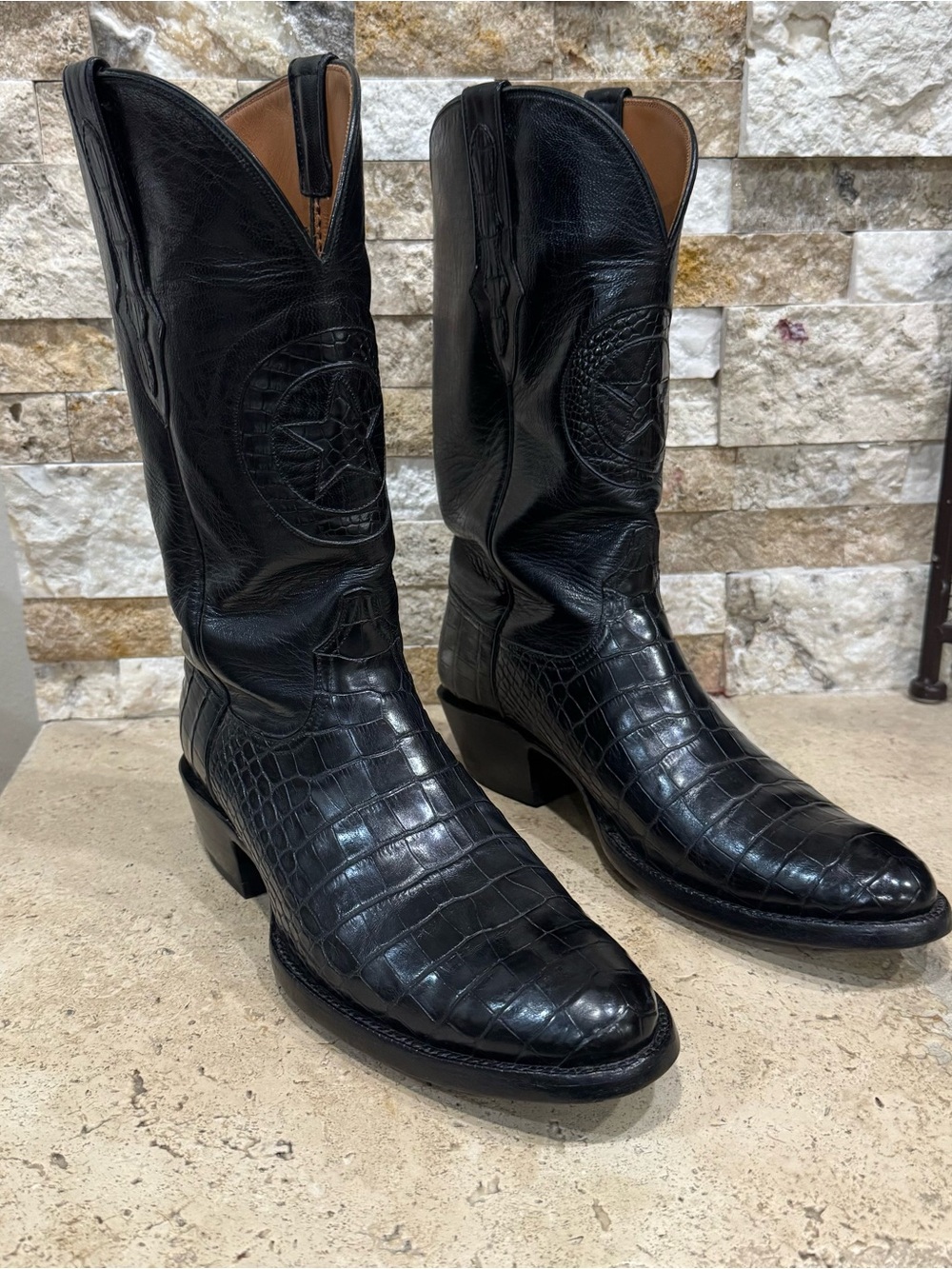 Black Jack American alligator Belly Black Cowboy Western Boots Men's Size 10.5 B
